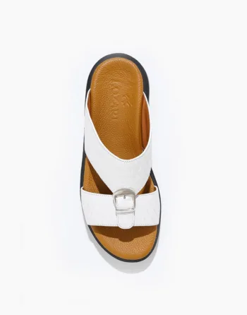 above view of men's white comfy sandal by Lozari 78